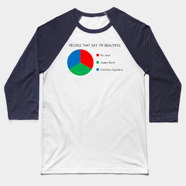 You Are Beautiful Pie Chart Baseball T-Shirt by inotyler